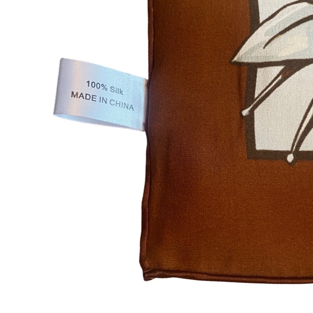 NEW DOUBLE D RANCH 100% Silk Scarf Country Western Cowgirl Boho 25" Blue Brown - Picture 8 of 9